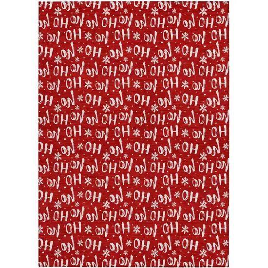 Red And Ivory Polka Dot Washable Indoor Outdoor Area Rug Photo 4