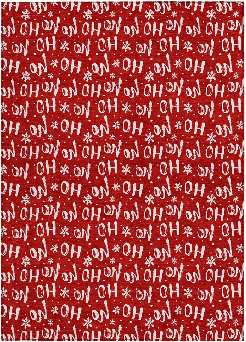 Red And Ivory Polka Dot Washable Indoor Outdoor Area Rug Photo 3