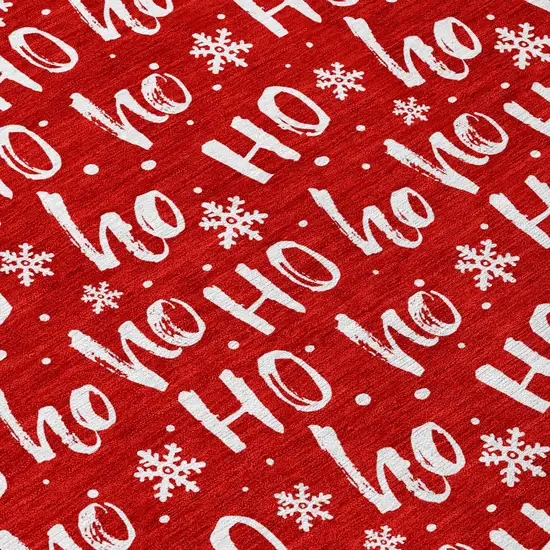 Red And Ivory Polka Dot Washable Indoor Outdoor Area Rug Photo 9