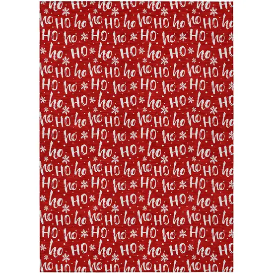Red And Ivory Polka Dot Washable Indoor Outdoor Area Rug Photo 1