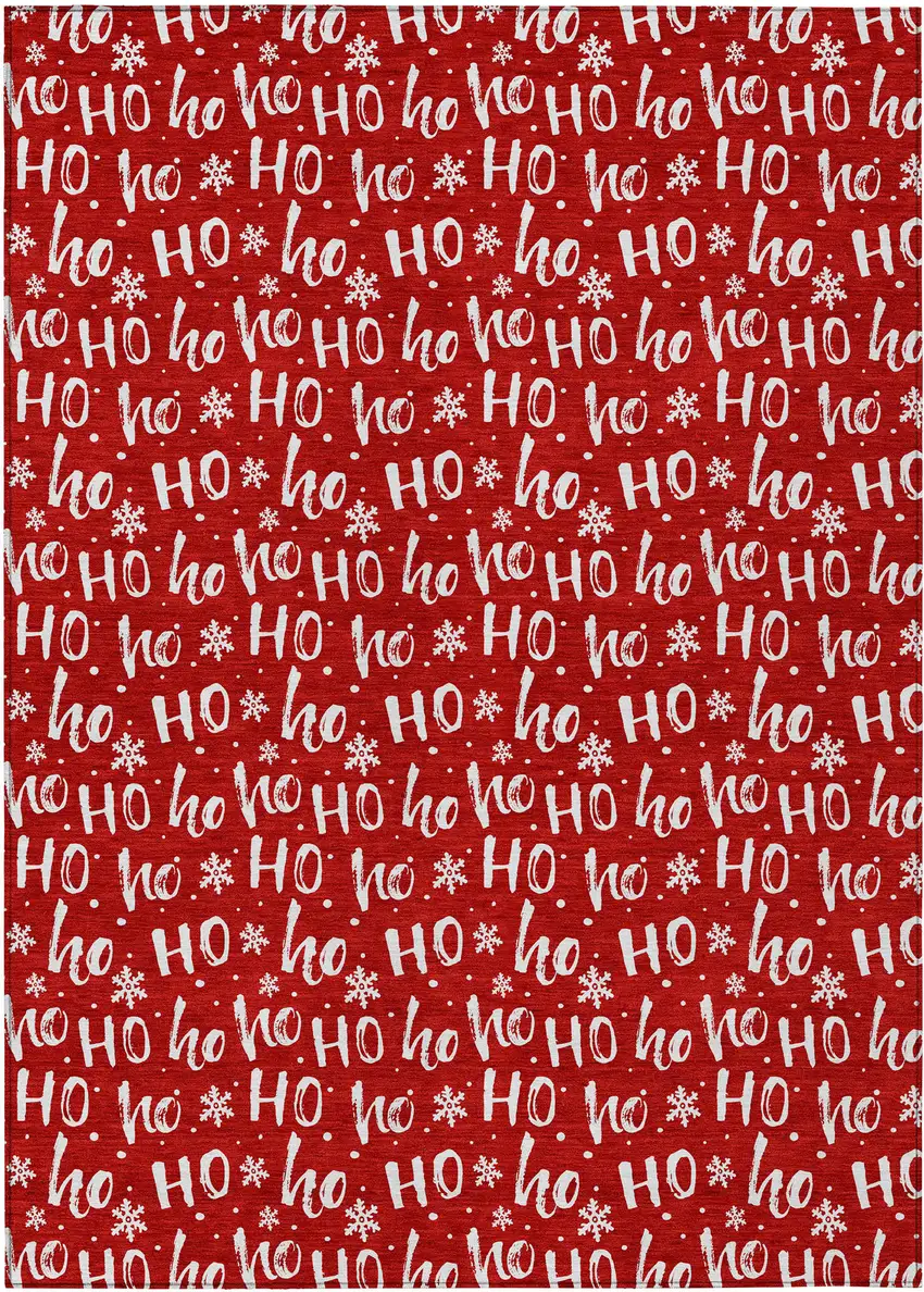 Red And Ivory Polka Dot Washable Indoor Outdoor Area Rug Photo 1