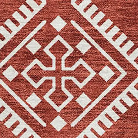 Red And Ivory Southwestern Washable Area Rug With UV Protection Photo 3
