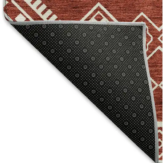 Red And Ivory Southwestern Washable Area Rug With UV Protection Photo 7