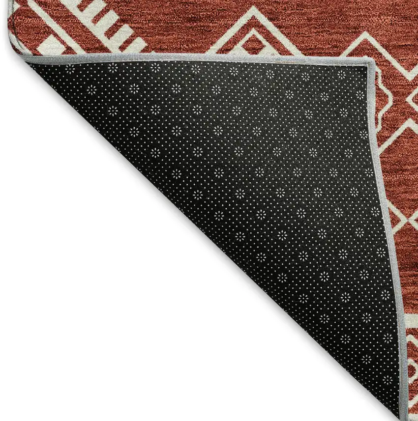 Red And Ivory Southwestern Washable Area Rug With UV Protection Photo 7
