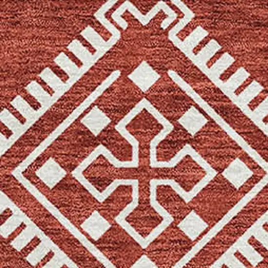 Red And Ivory Southwestern Washable Area Rug With UV Protection Photo 3