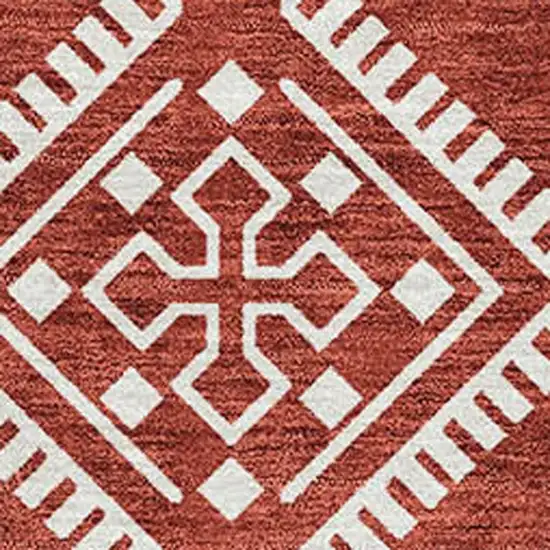Red And Ivory Southwestern Washable Area Rug With UV Protection Photo 3