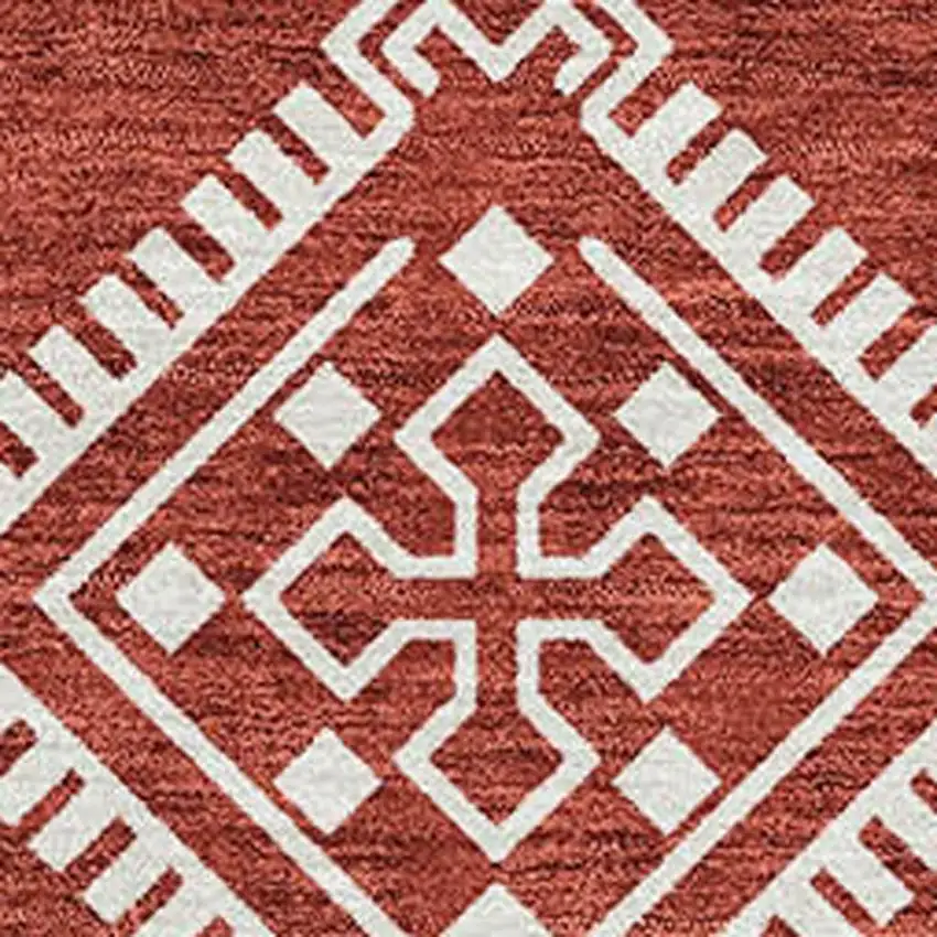 Red And Ivory Southwestern Washable Area Rug With UV Protection Photo 3