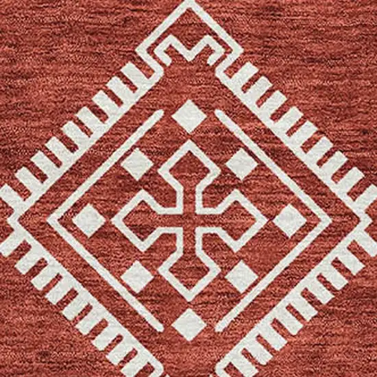 Red And Ivory Southwestern Washable Area Rug With UV Protection Photo 4