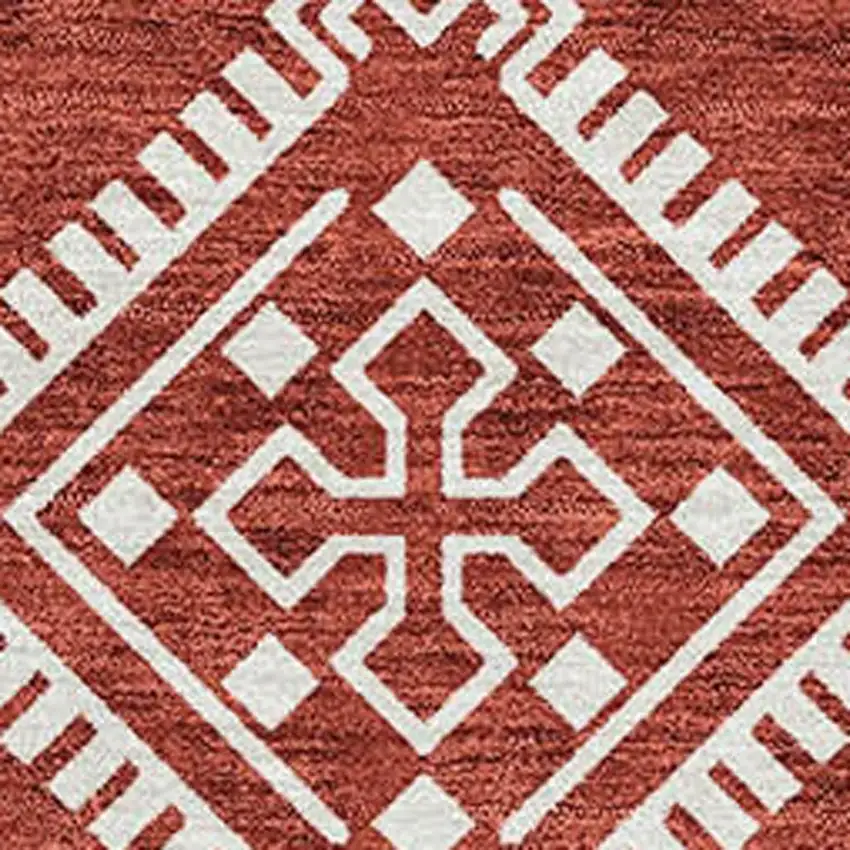 Red And Ivory Southwestern Washable Area Rug With UV Protection Photo 3