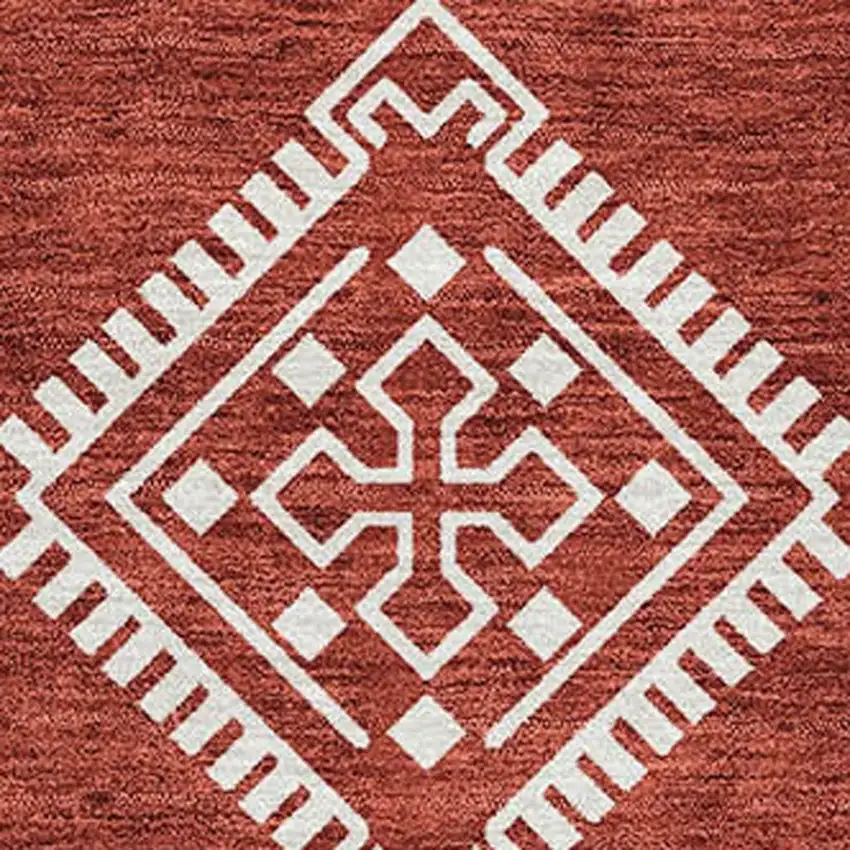 Red And Ivory Southwestern Washable Area Rug With UV Protection Photo 4