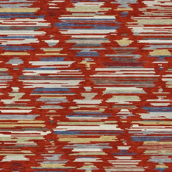 Red And Ivory Southwestern Washable Indoor Outdoor Area Rug Photo 2
