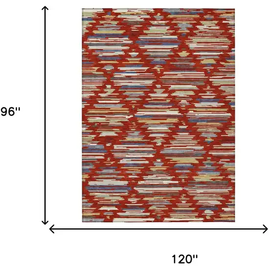 Red And Ivory Southwestern Washable Indoor Outdoor Area Rug Photo 6