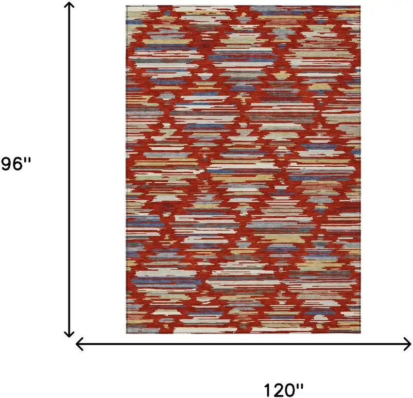 Red And Ivory Southwestern Washable Indoor Outdoor Area Rug Photo 6