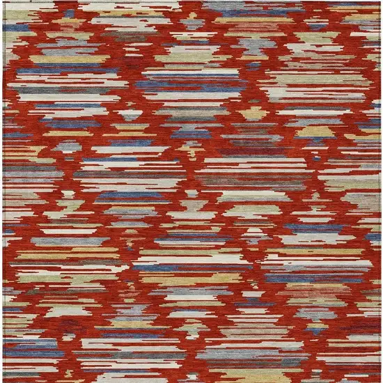 Red And Ivory Southwestern Washable Indoor Outdoor Area Rug Photo 3