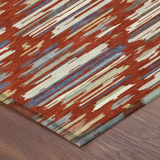 Red And Ivory Southwestern Washable Indoor Outdoor Area Rug Photo 8