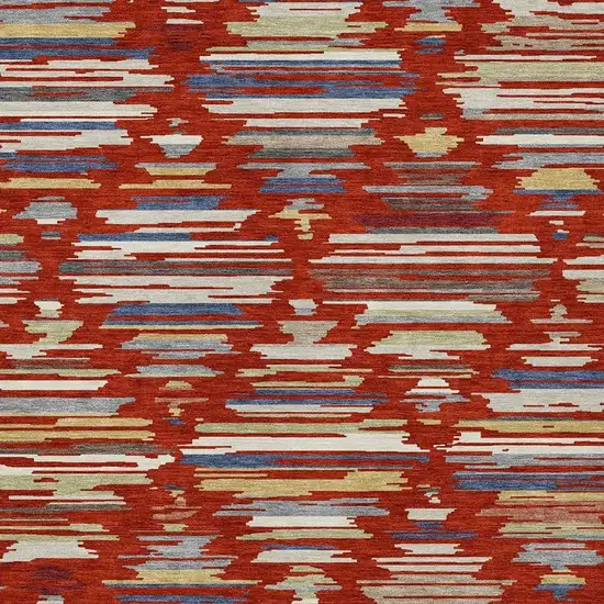 Red And Ivory Southwestern Washable Indoor Outdoor Area Rug Photo 2