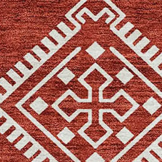Red And Ivory Southwestern Washable Indoor Outdoor Area Rug Photo 5