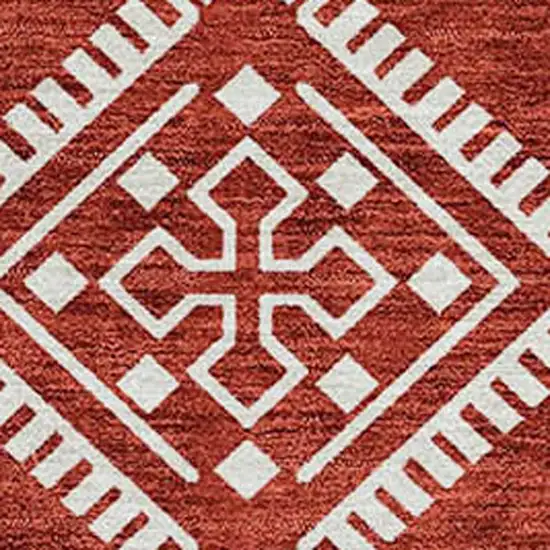 Red And Ivory Southwestern Washable Indoor Outdoor Area Rug Photo 5