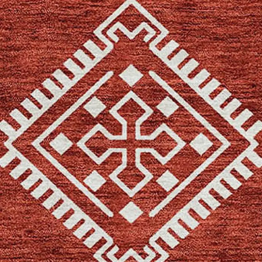 Red And Ivory Southwestern Washable Indoor Outdoor Area Rug Photo 7
