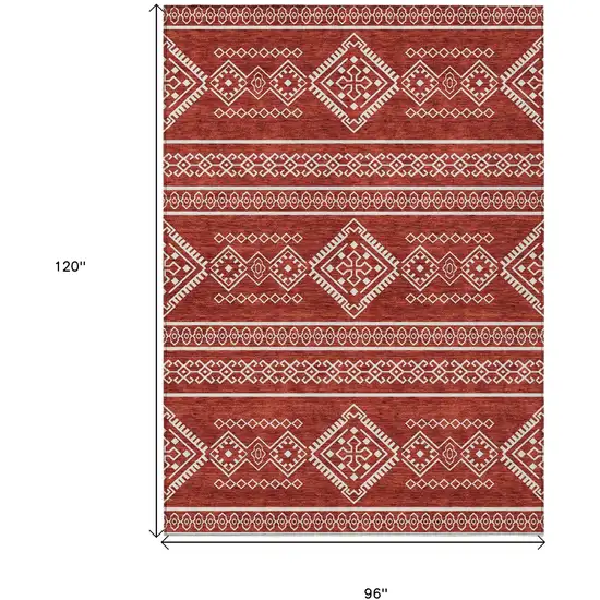 Red And Ivory Southwestern Washable Indoor Outdoor Area Rug Photo 3