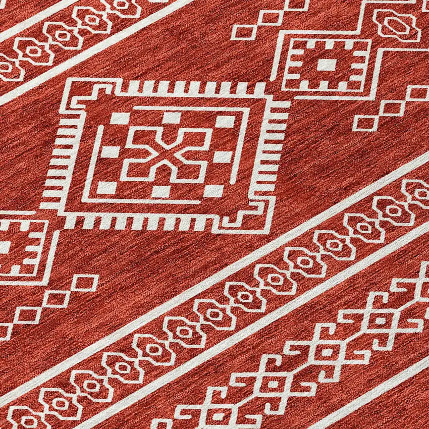 Red And Ivory Southwestern Washable Indoor Outdoor Area Rug Photo 6
