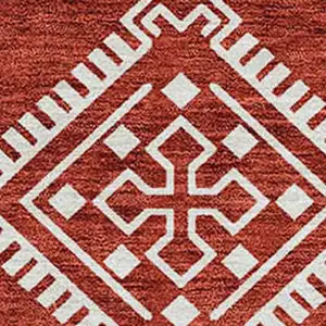 Photo of Red And Ivory Southwestern Washable Indoor Outdoor Area Rug