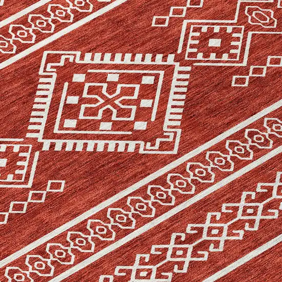 Red And Ivory Southwestern Washable Indoor Outdoor Area Rug Photo 6