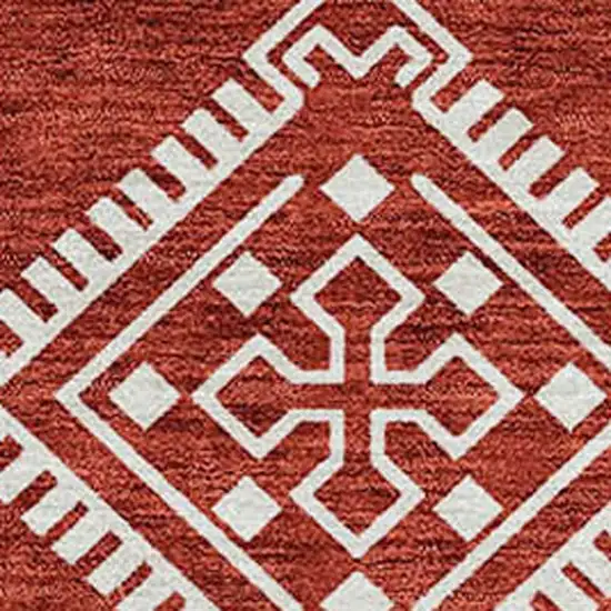 Red And Ivory Southwestern Washable Indoor Outdoor Area Rug Photo 5