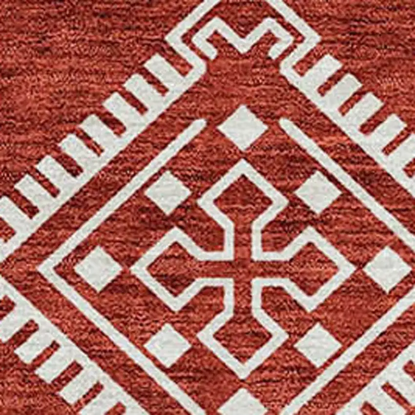 Red And Ivory Southwestern Washable Indoor Outdoor Area Rug Photo 5