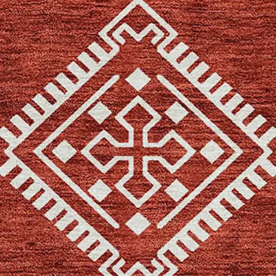 Red And Ivory Southwestern Washable Indoor Outdoor Area Rug Photo 7