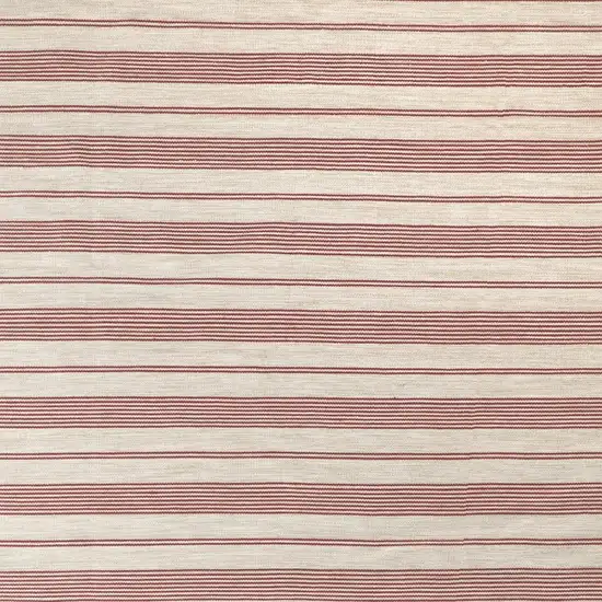 Red and Ivory Striped Hand Woven Area Rug Photo 2
