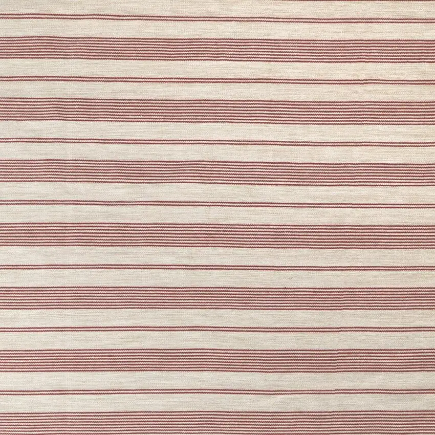 Red and Ivory Striped Hand Woven Area Rug Photo 2