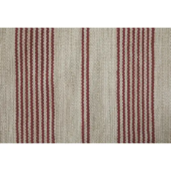 Red and Ivory Striped Hand Woven Area Rug Photo 8
