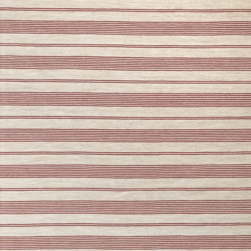 Red And Ivory Striped Dhurrie Hand Woven Stain Resistant Area Rug Photo 2