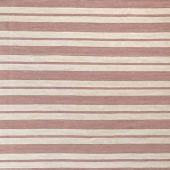 Red and Ivory Striped Hand Woven Area Rug Photo 2