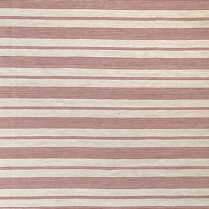 Red and Ivory Striped Hand Woven Area Rug Photo 2