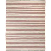 Photo of Red And Ivory Striped Dhurrie Hand Woven Stain Resistant Area Rug