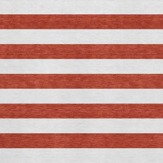 Red And Ivory Striped Washable Area Rug With UV Protection Photo 4