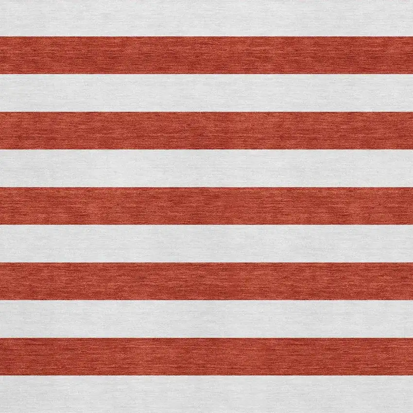 Red And Ivory Striped Washable Area Rug With UV Protection Photo 4