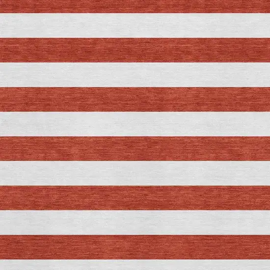 Red And Ivory Striped Washable Area Rug With UV Protection Photo 4