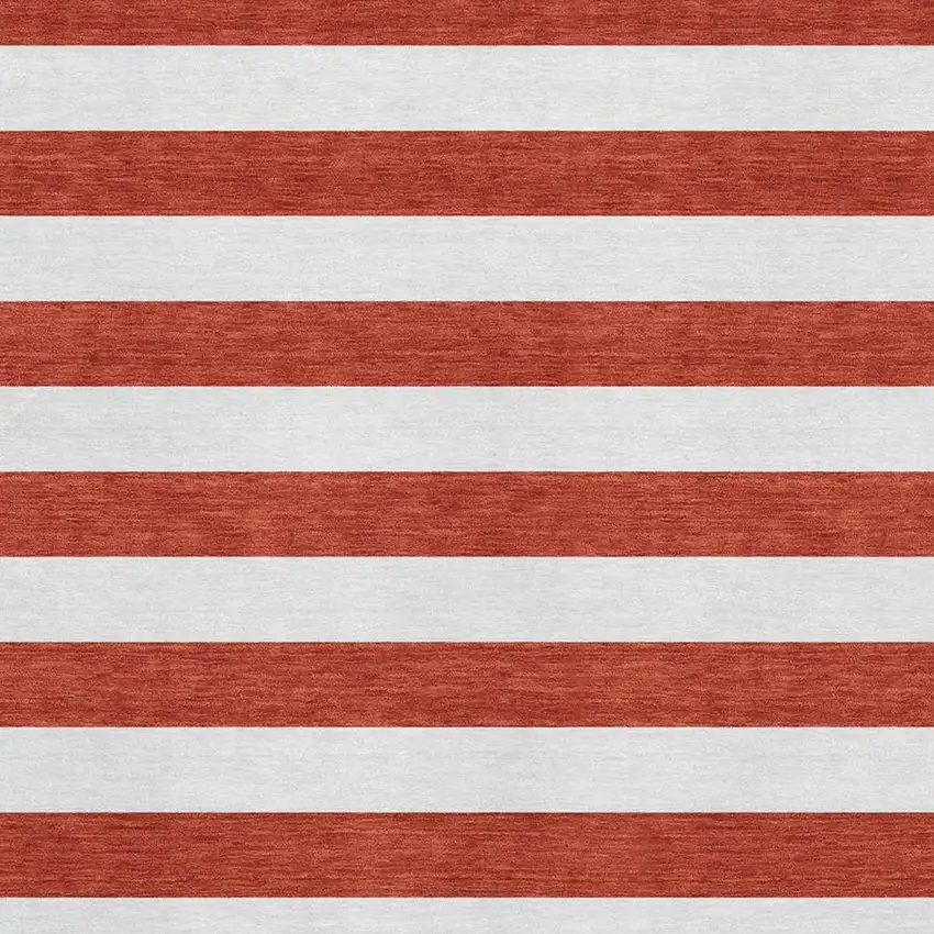 Red And Ivory Striped Washable Area Rug With UV Protection Photo 4