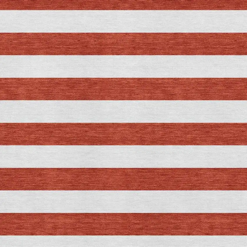 Red And Ivory Striped Washable Area Rug With UV Protection Photo 8