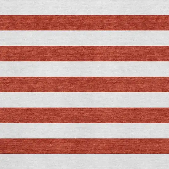 Red And Ivory Striped Washable Area Rug With UV Protection Photo 9