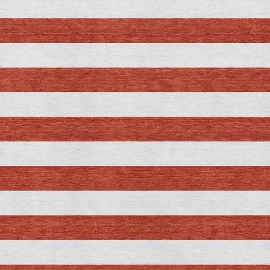 Red And Ivory Striped Washable Area Rug With UV Protection Photo 4