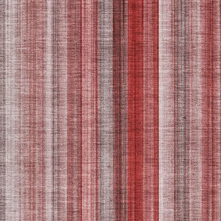 Red And Ivory Striped Washable Area Rug With UV Protection Photo 3