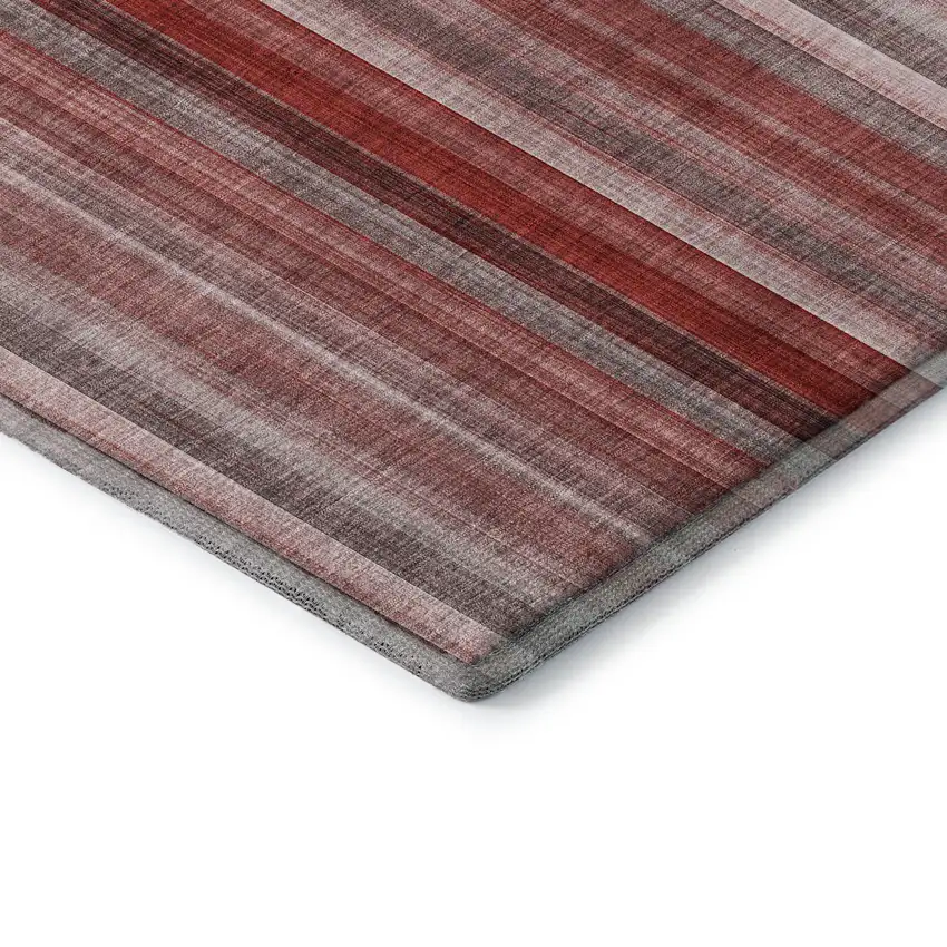 Red And Ivory Striped Washable Area Rug With UV Protection Photo 8