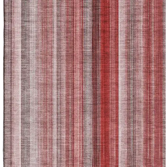 Red And Ivory Striped Washable Area Rug With UV Protection Photo 4