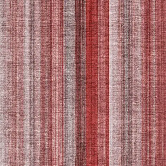 Red And Ivory Striped Washable Area Rug With UV Protection Photo 3