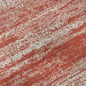 Photo of Red And Ivory Striped Washable Area Rug With UV Protection