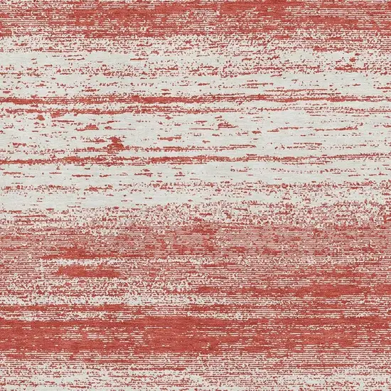 Red And Ivory Striped Washable Area Rug With UV Protection Photo 4